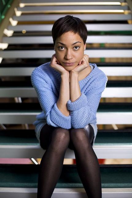 Cush Jumbo stairs